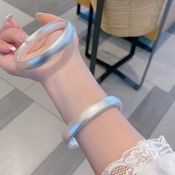 Vintage Style Sandblasted Copper Bangle Tires With Silver Plated Finish For Women 4