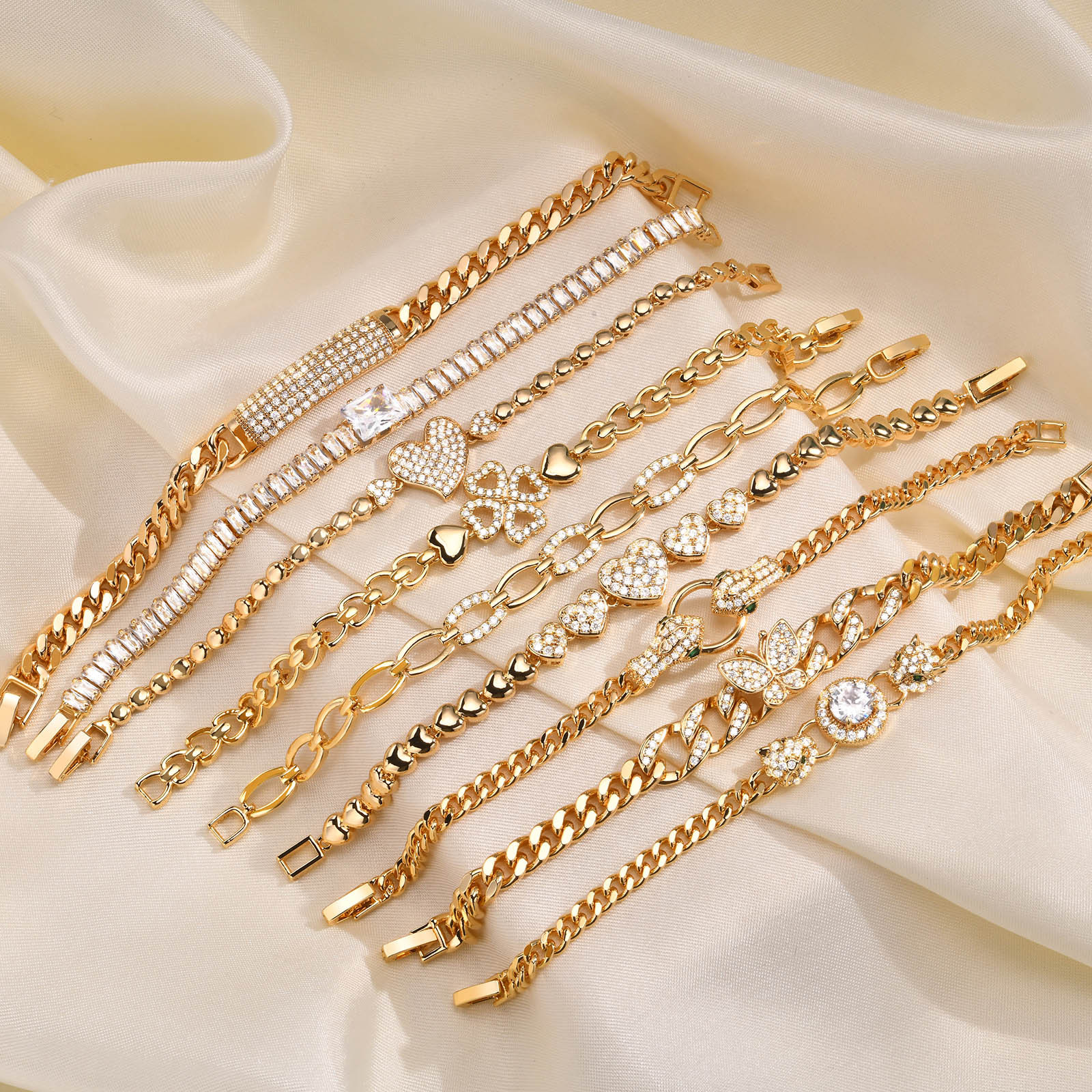 Geometric Electroplated Titanium Steel Bracelets For Women With Gold Plated Water Plating And Zircon Inlay