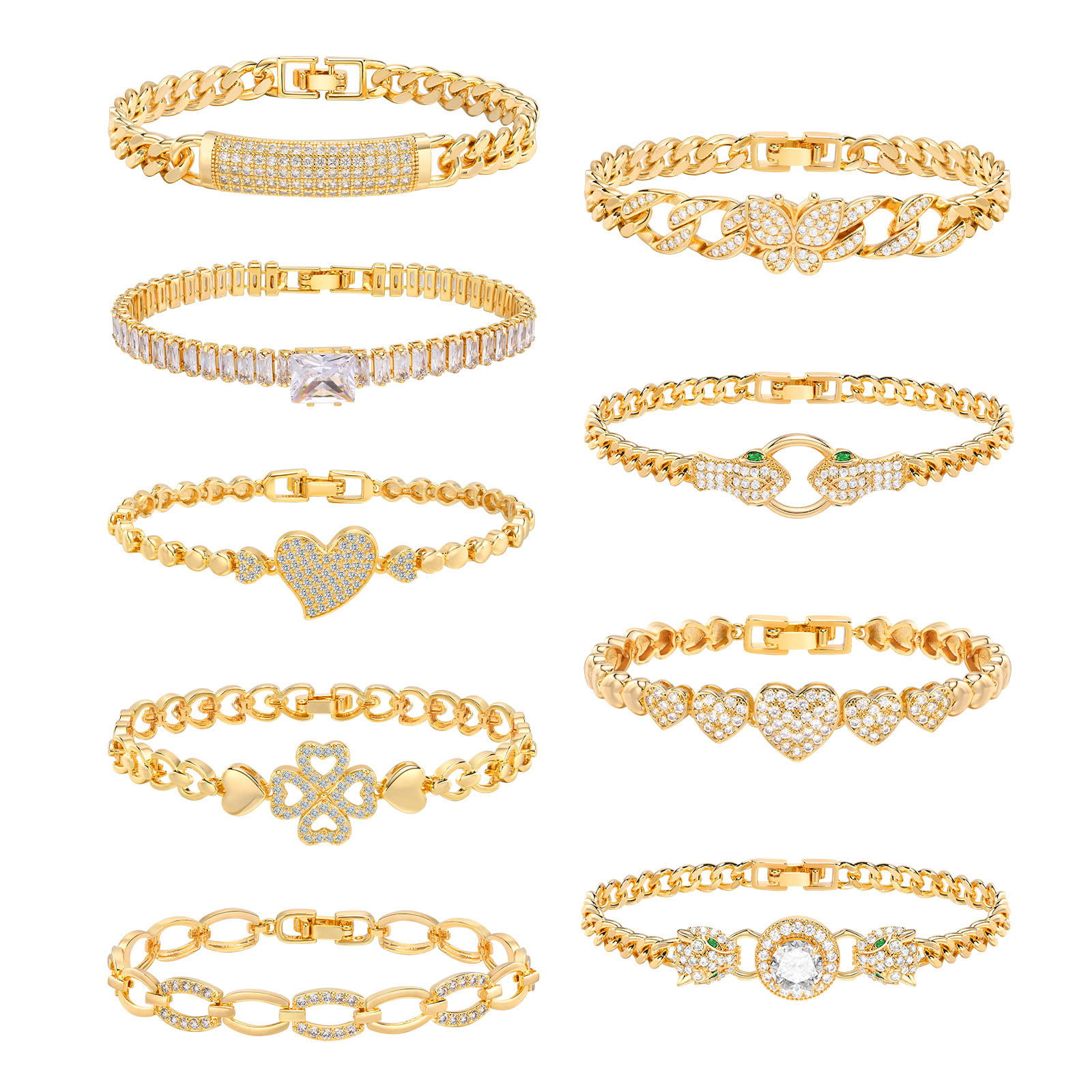 Geometric Electroplated Titanium Steel Bracelets For Women With Gold Plated Water Plating And Zircon Inlay 2