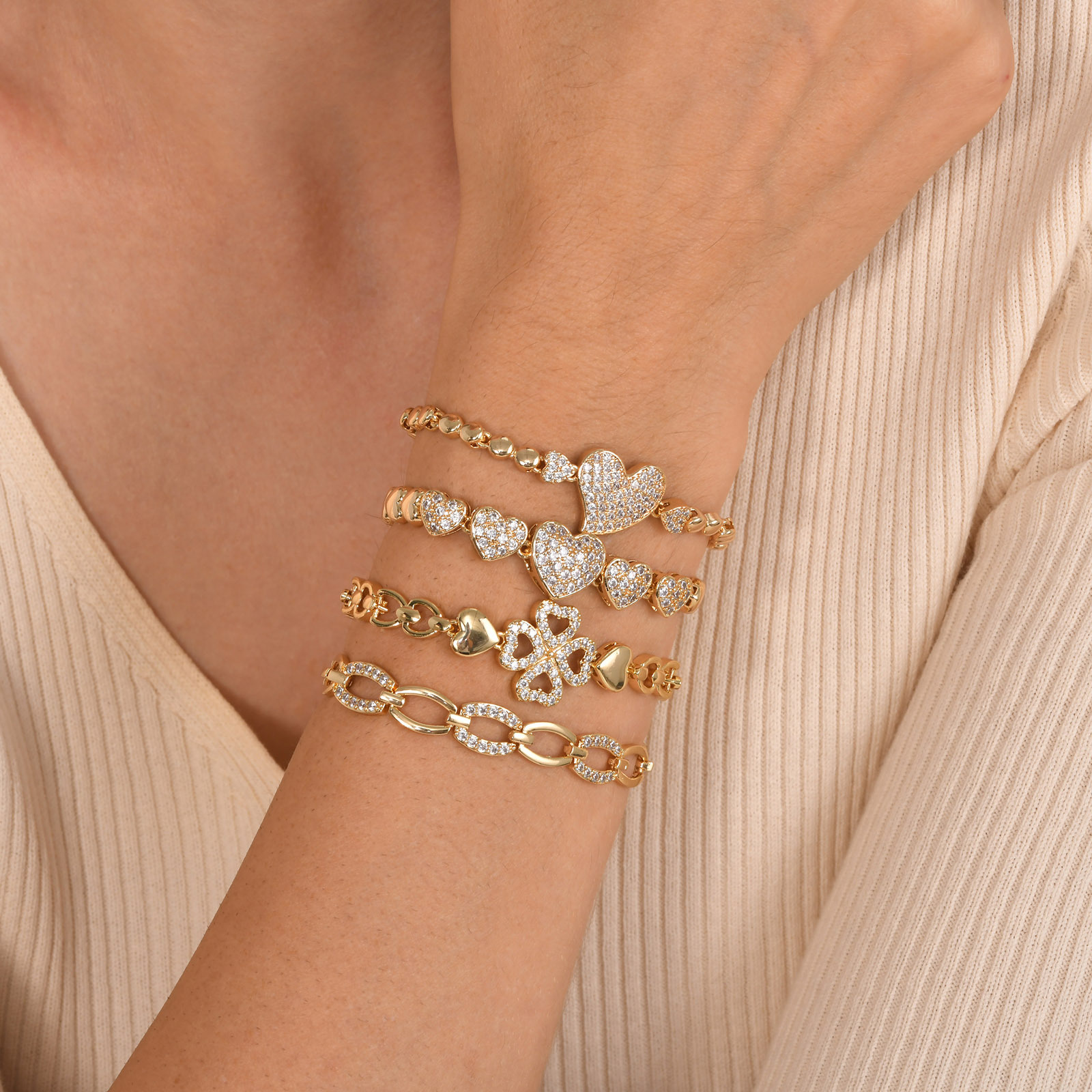 Geometric Electroplated Titanium Steel Bracelets For Women With Gold Plated Water Plating And Zircon Inlay 4