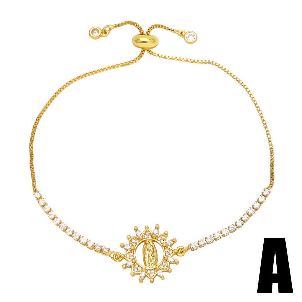 Geometric Copper Bracelet For Women With Zircon Inlay, 18K Gold Plated, Perfect For Anniversary 2