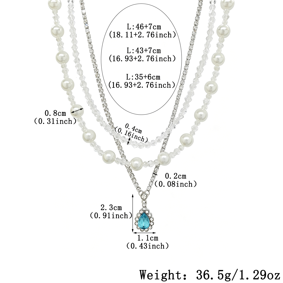 Water Droplets Beading Necklace For Women With Golden Plated Copper And Acrylic Inlay On Beaded Chain, Electroplated Finish 2