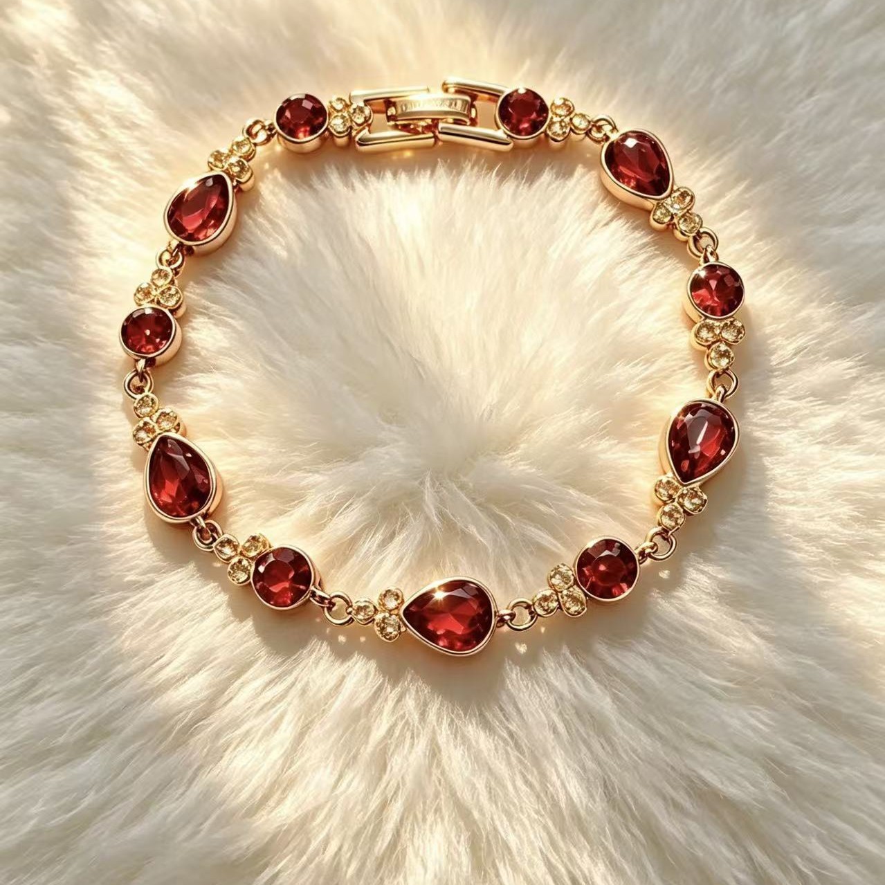 Water Droplets Bracelet For Women In Copper Featuring Crystal Inlay With May Birthstone Emerald Accent 3