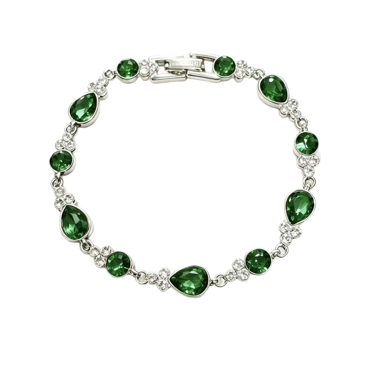 Water Droplets Bracelet For Women In Copper Featuring Crystal Inlay With May Birthstone Emerald Accent 5