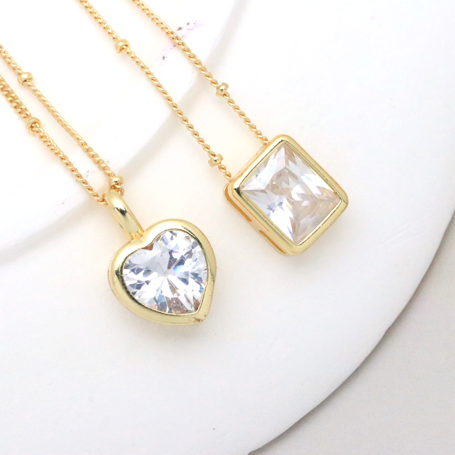 Water Droplets Inlay Pendant Necklace For Women In Copper With 18K Real Gold Plated PVD Coating And Zircon On Cable Chain 5