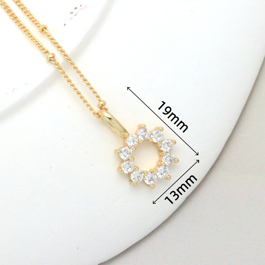 Water Droplets Inlay Pendant Necklace For Women In Copper With 18K Real Gold Plated PVD Coating And Zircon On Cable Chain 6