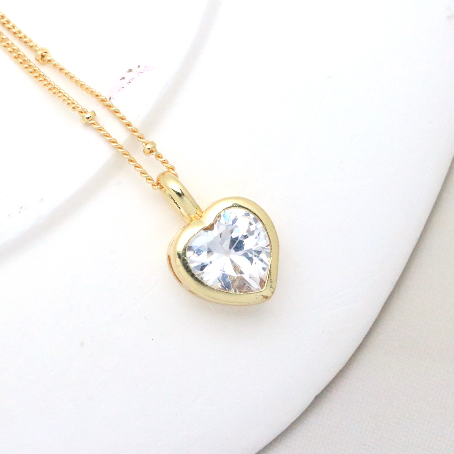 Water Droplets Inlay Pendant Necklace For Women In Copper With 18K Real Gold Plated PVD Coating And Zircon On Cable Chain 8