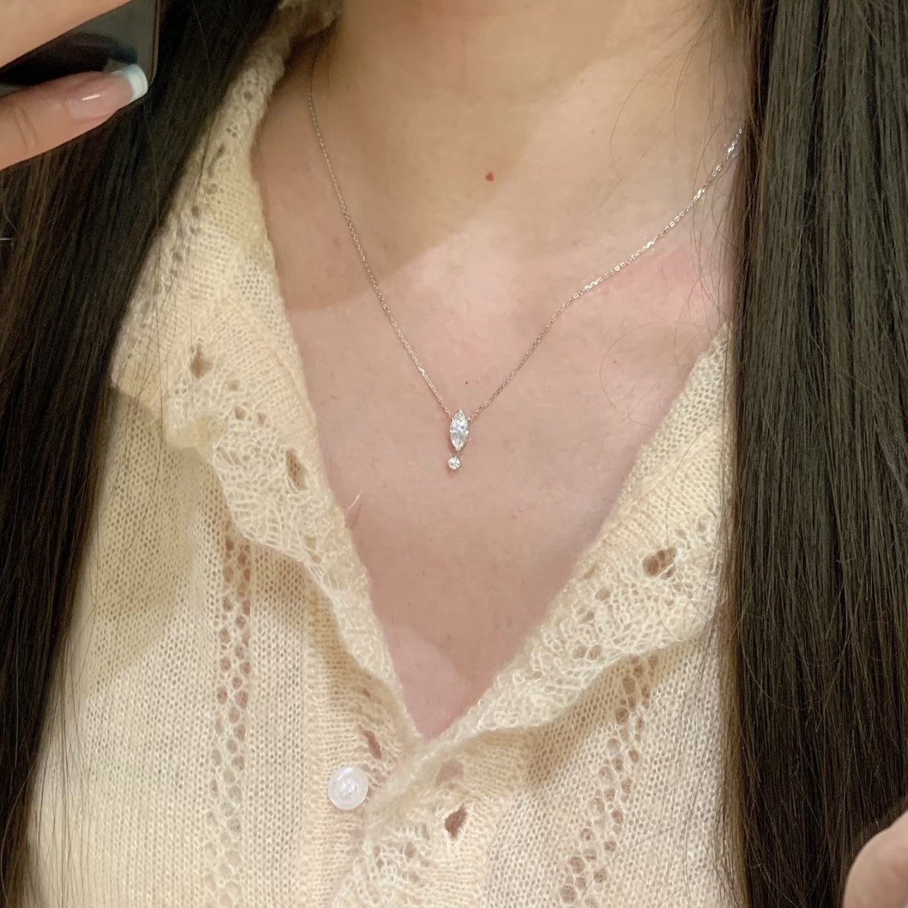 Water Droplets Necklace For Women In Gold Copper With Zircon Inlay And Cable Chain 2