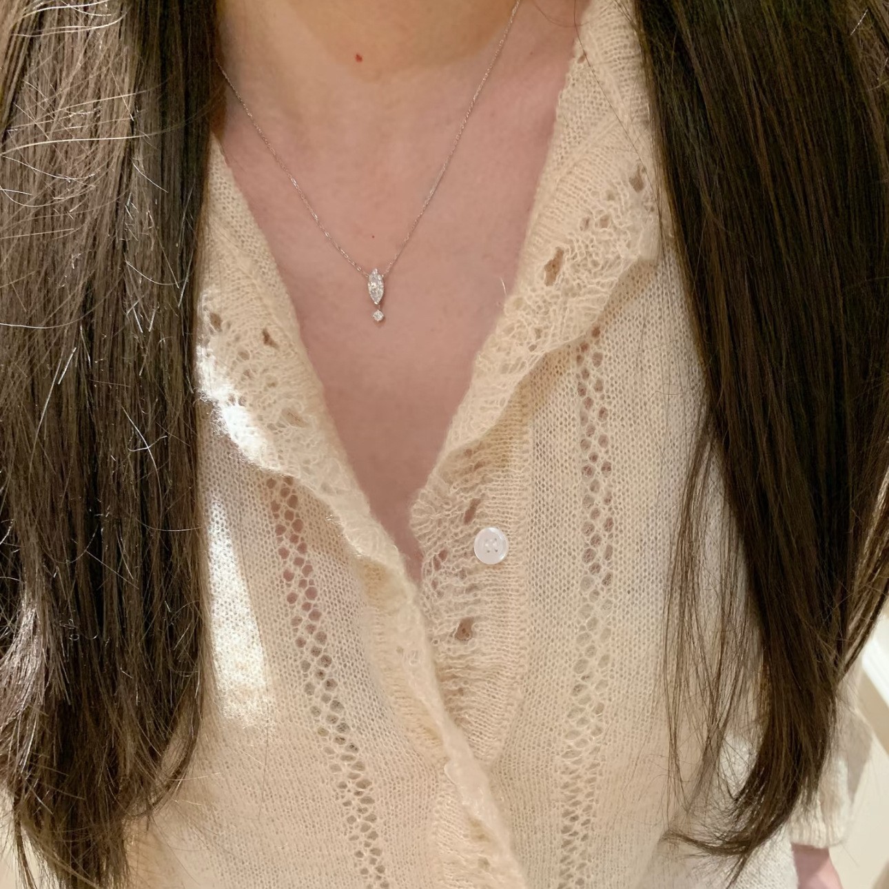 Water Droplets Necklace For Women In Gold Copper With Zircon Inlay And Cable Chain 4