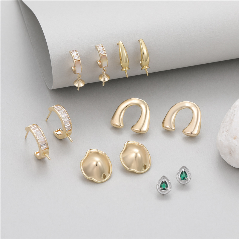 Water Droplets Stud Earrings For Women With Copper And Zircon Inlay, Featuring 925 Sterling Silver Posts In Green 2