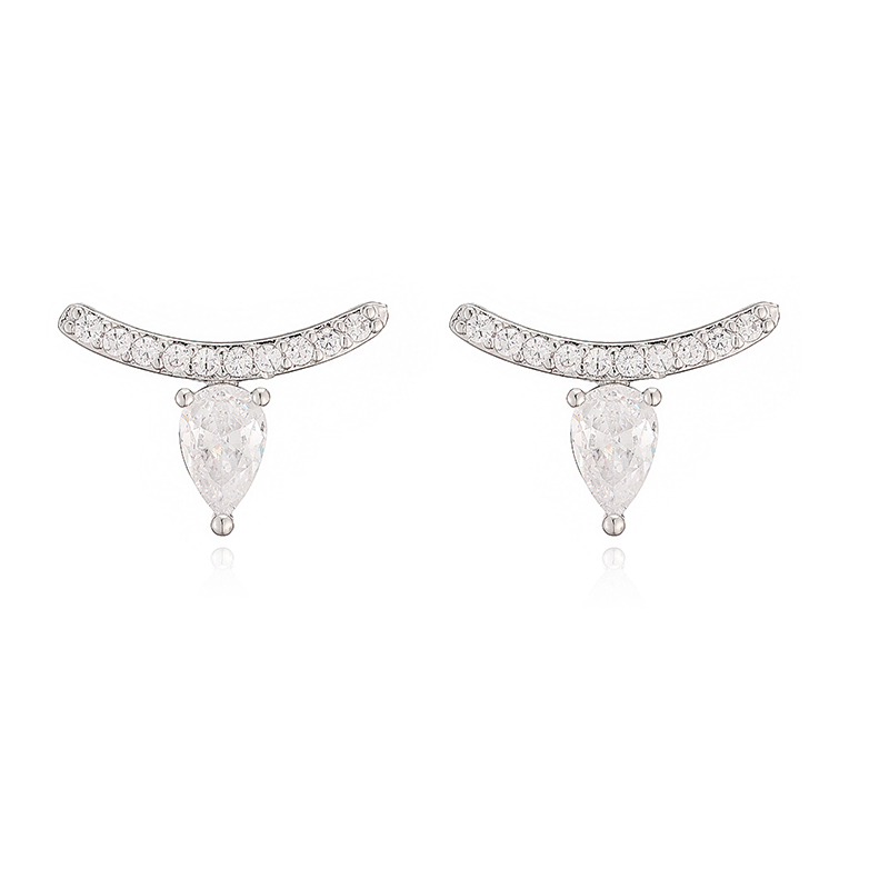 Water Droplets Stud Earrings For Women With Inlay Zircon, Copper Base, And 18K Real Gold Water Plating 4