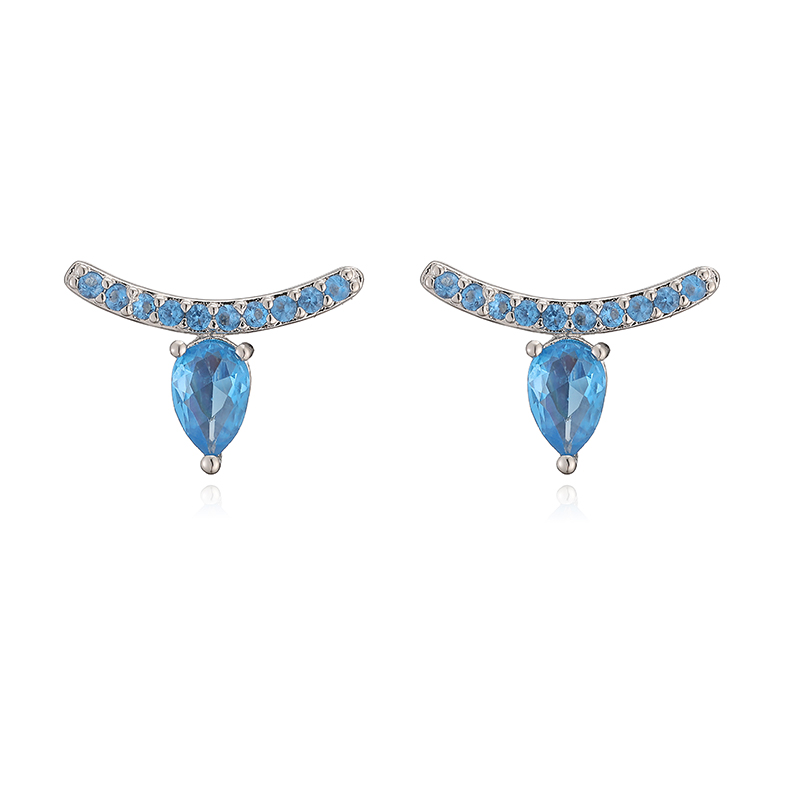 Water Droplets Stud Earrings For Women With Inlay Zircon, Copper Base, And 18K Real Gold Water Plating 5