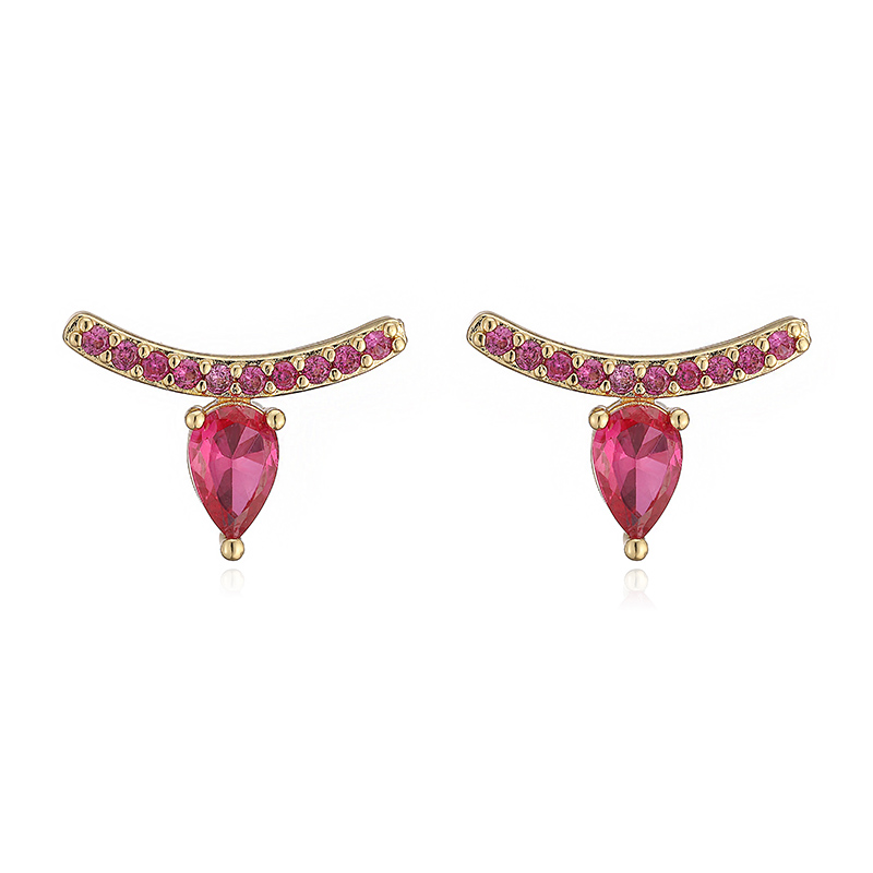 Water Droplets Stud Earrings For Women With Inlay Zircon, Copper Base, And 18K Real Gold Water Plating 7