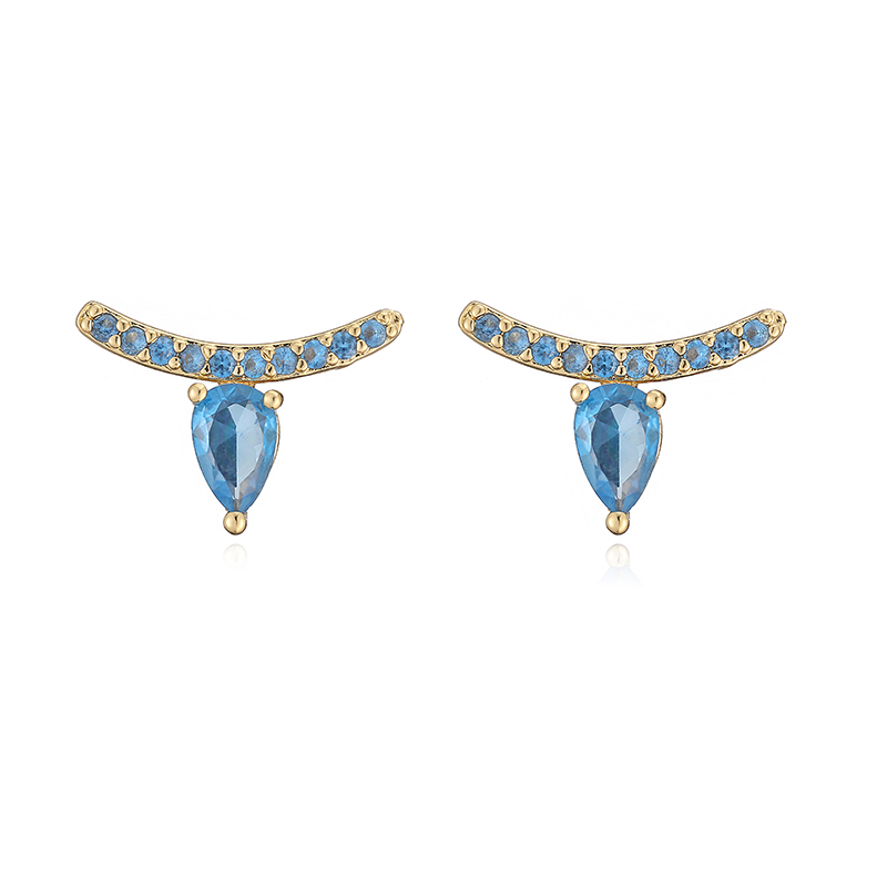Water Droplets Stud Earrings For Women With Inlay Zircon, Copper Base, And 18K Real Gold Water Plating 8