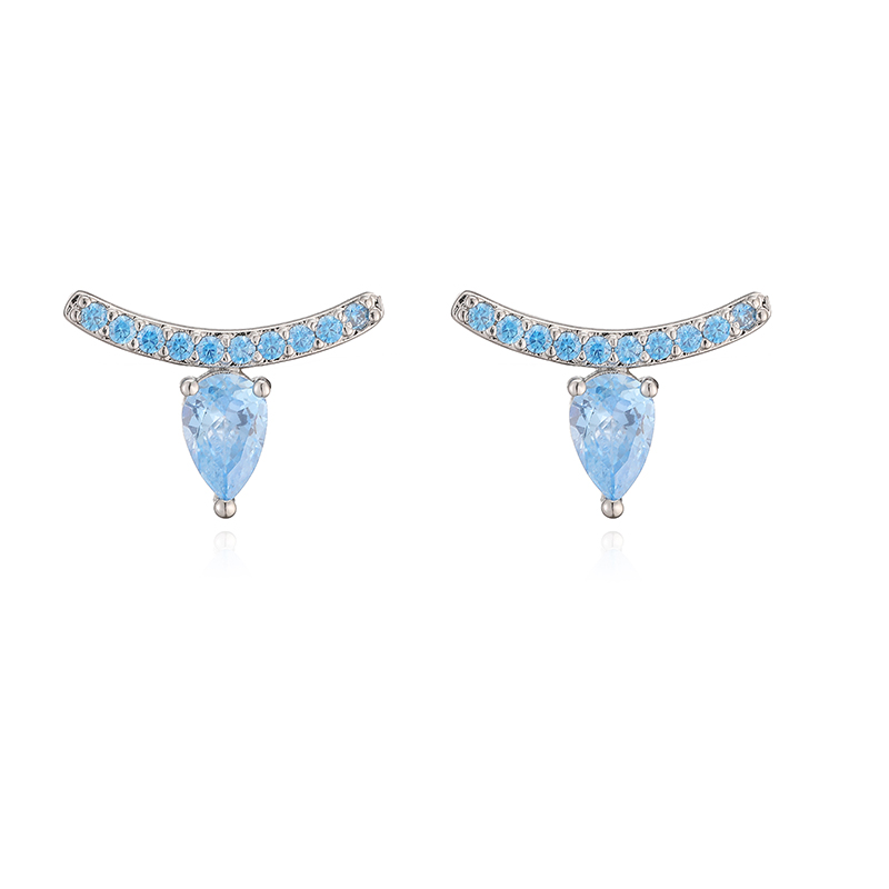 Water Droplets Stud Earrings For Women With Inlay Zircon, Copper Base, And 18K Real Gold Water Plating 9