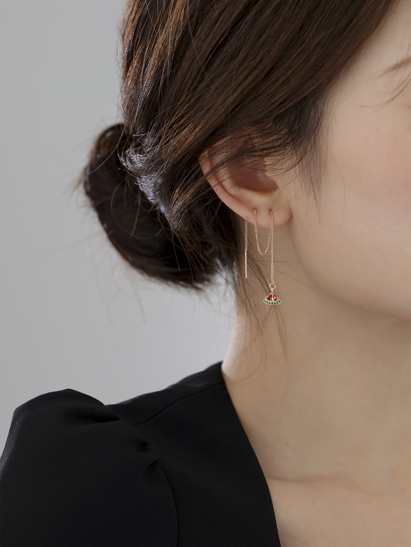 Water Droplets Ear Line Earrings With Tassel Craft, Copper Material, Zircon Inlay, And 0.03µm Water Plating Gold Plating Process 2