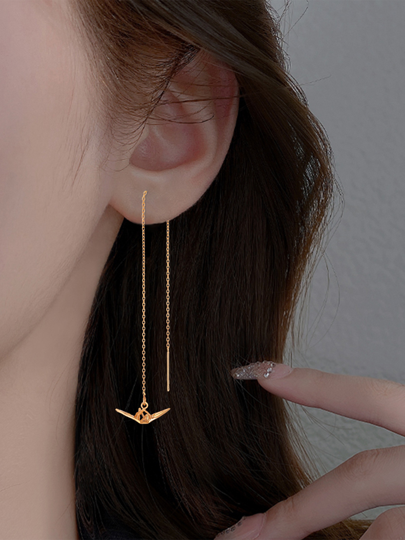 Water Droplets Ear Line Earrings With Tassel Craft, Copper Material, Zircon Inlay, And 0.03µm Water Plating Gold Plating Process 5