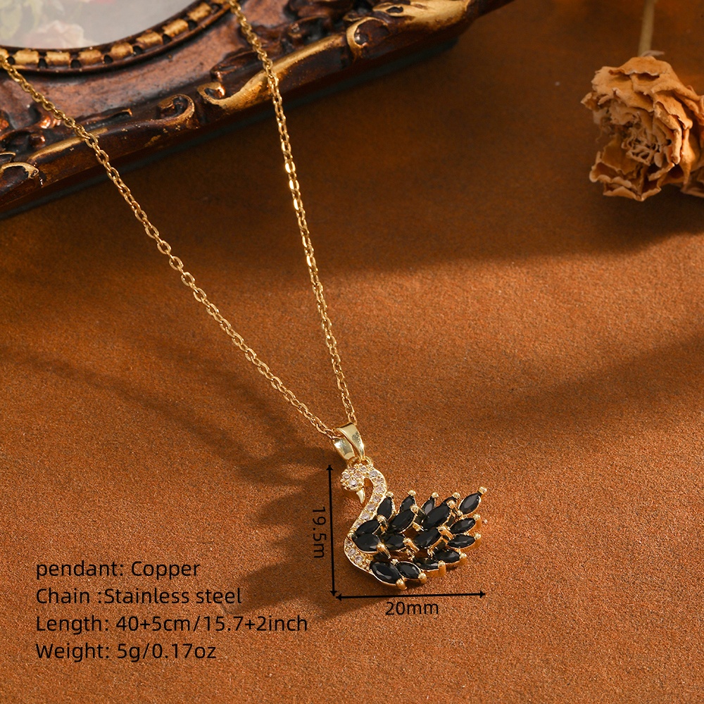 Waterproof Non Tarnish Animal Necklace For Women, 18K Real Gold Plated Copper With Zircon Inlay And PVD Coated Cable Chain 2