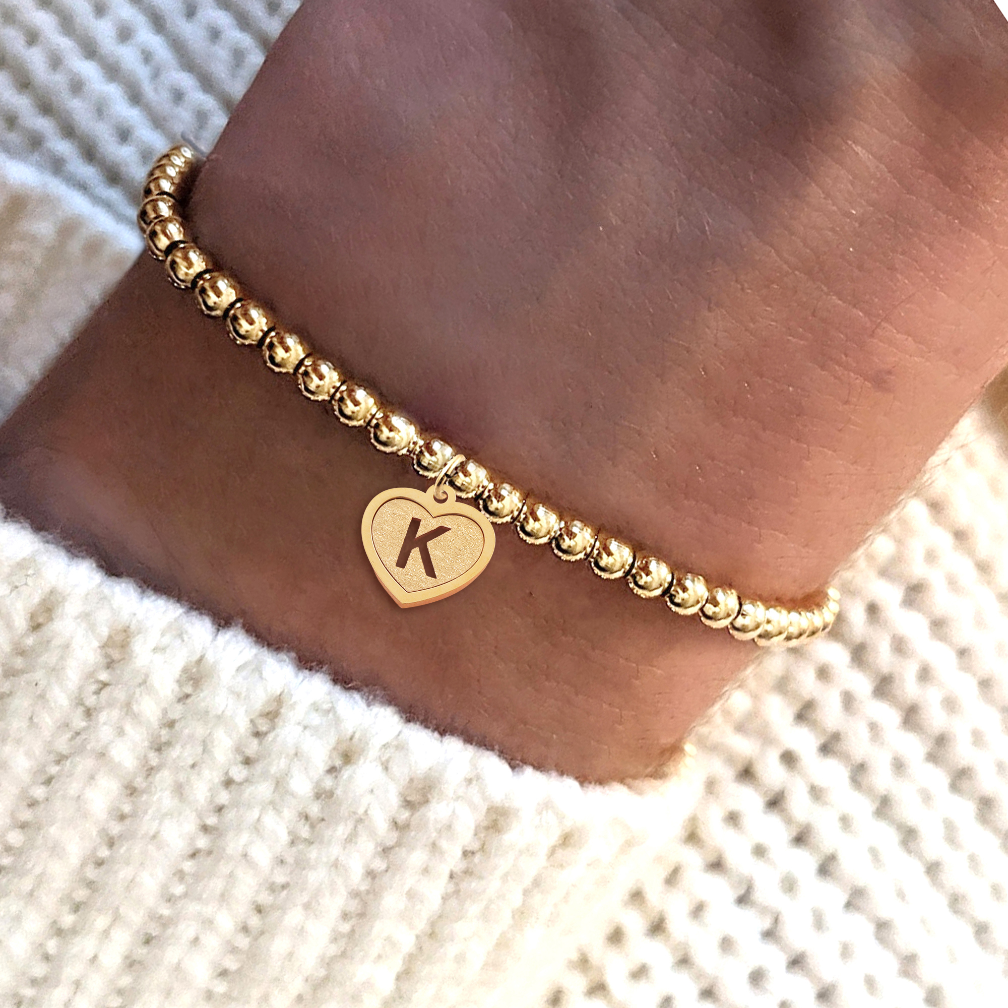 Waterproof Non Tarnish Copper Bracelets For Women With 18K Real Gold Plated Electroplated Beaded Chain