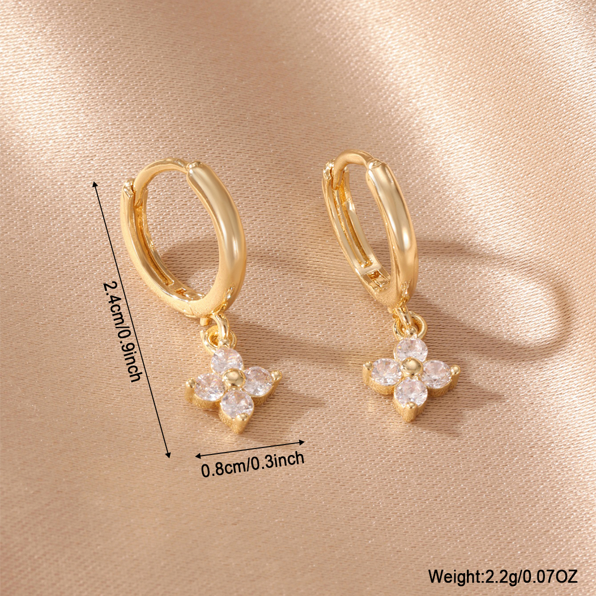 Lucky Heart Waterproof Non Tarnish Earrings For Women, Copper With 18K Gold Plated Electroplated Finish And Zircon Inlay 5