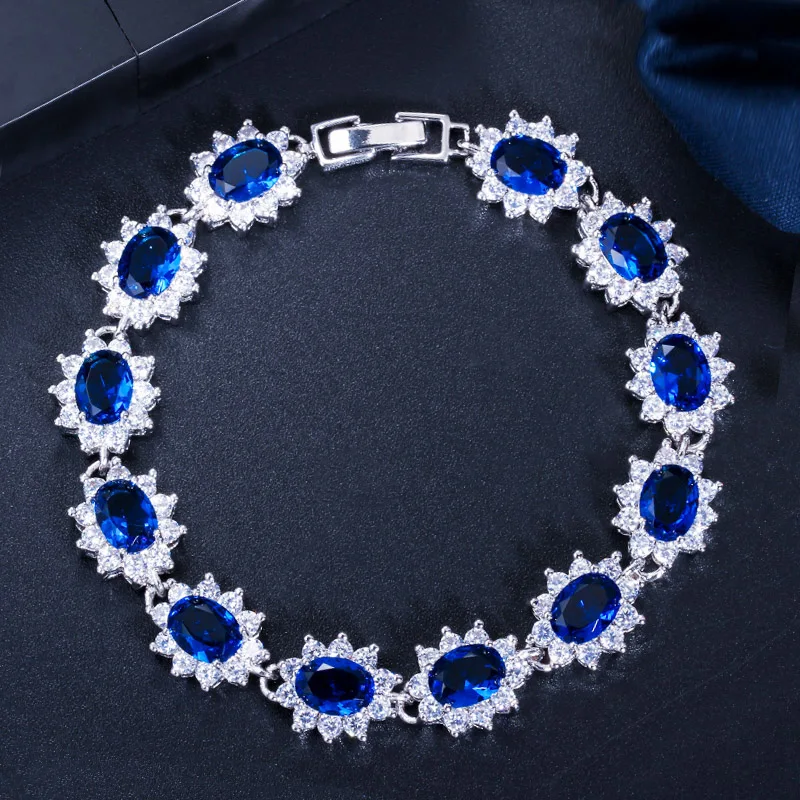 Waterproof Non Tarnish Flowers Bracelet In Platinum Plated Copper With Zircon Inlay And 0.03µm Water Plating Thickness Tennis Chain