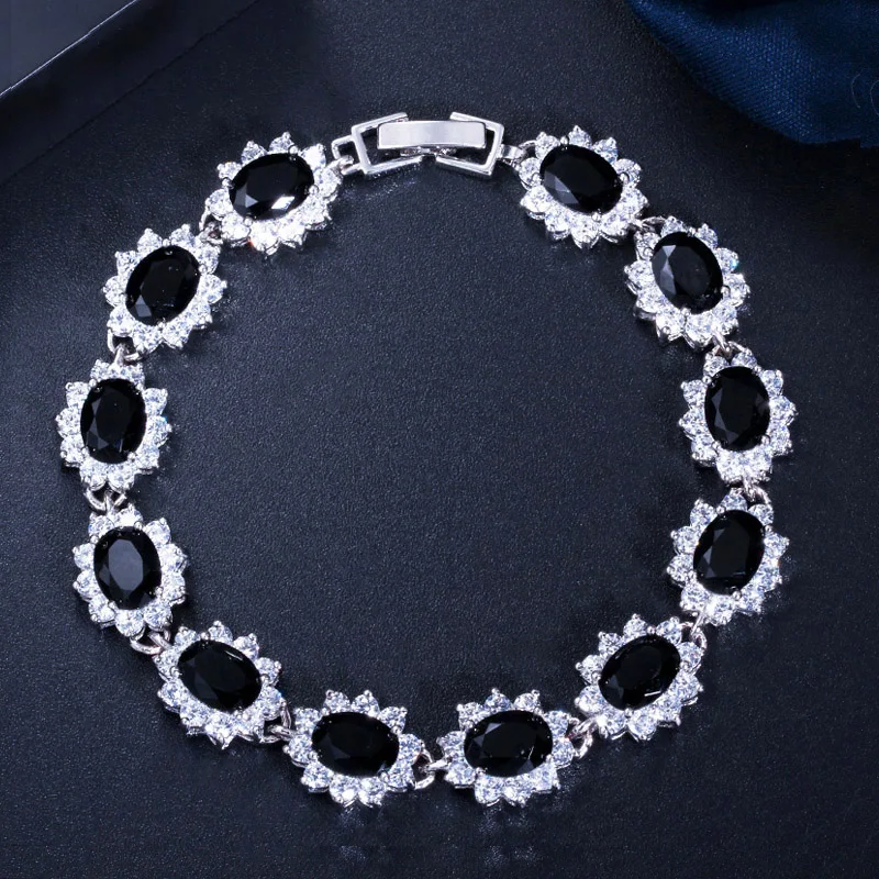 Waterproof Non Tarnish Flowers Bracelet In Platinum Plated Copper With Zircon Inlay And 0.03µm Water Plating Thickness Tennis Chain 2