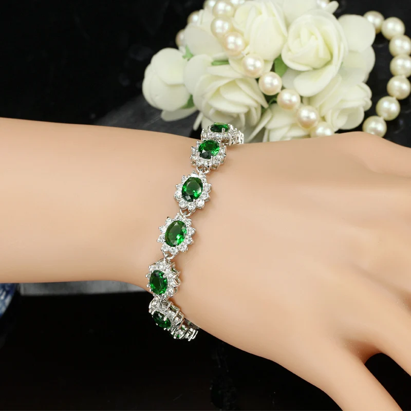 Waterproof Non Tarnish Flowers Bracelet In Platinum Plated Copper With Zircon Inlay And 0.03µm Water Plating Thickness Tennis Chain 3