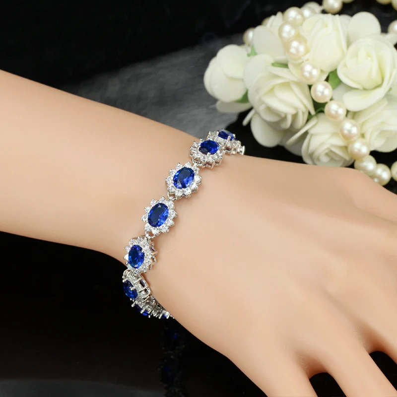 Waterproof Non Tarnish Flowers Bracelet In Platinum Plated Copper With Zircon Inlay And 0.03µm Water Plating Thickness Tennis Chain 4