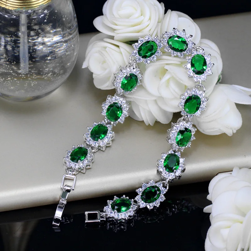 Waterproof Non Tarnish Flowers Bracelet In Platinum Plated Copper With Zircon Inlay And 0.03µm Water Plating Thickness Tennis Chain 10