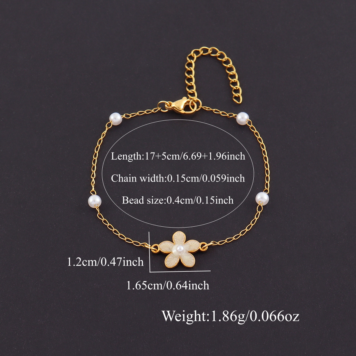 Waterproof Non Tarnish Flowers Bracelet For Women Featuring 18K Real Gold Plated Copper With Electroplated Beaded Chain 2