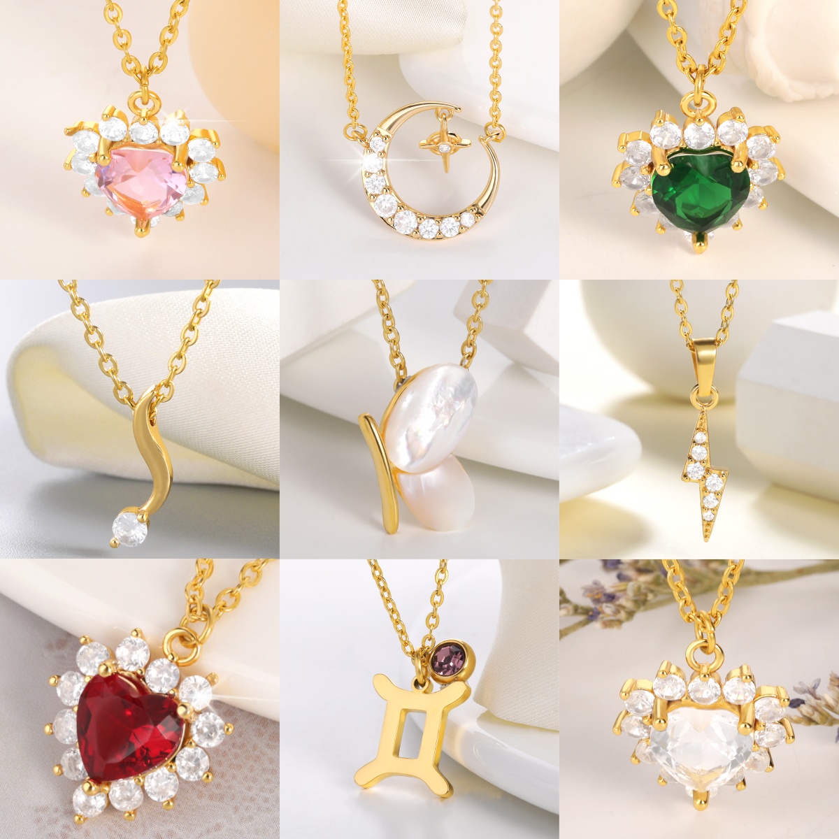 Waterproof Non Tarnish Star Necklace For Women In 18K Real Gold Plated Copper With Zircon Inlay And PVD Coated Cable Chain