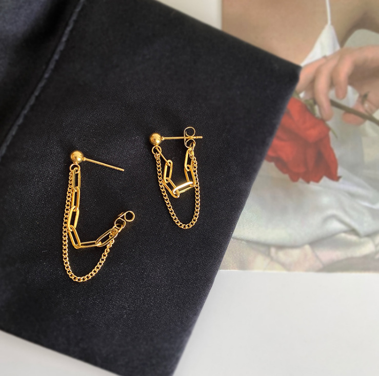 Geometric Electroplated Earrings For Women In 304 Stainless Steel With 18K Real Gold Plated PVD Coating