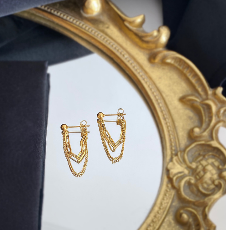 Geometric Electroplated Earrings For Women In 304 Stainless Steel With 18K Real Gold Plated PVD Coating 5
