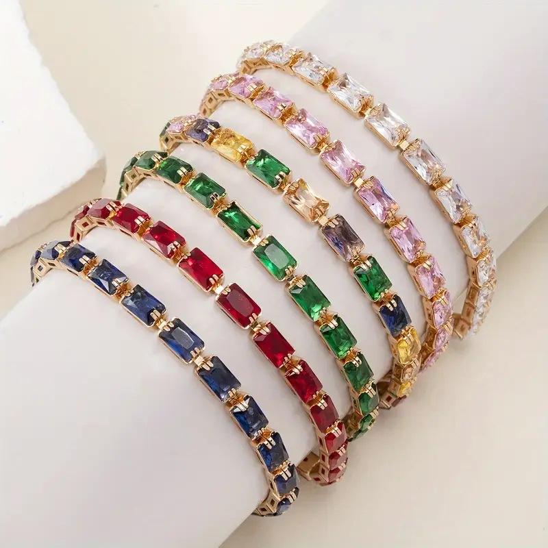 Wholesale Jewelry Classic Style Geometric Copper Zircon Bracelets Chain-free