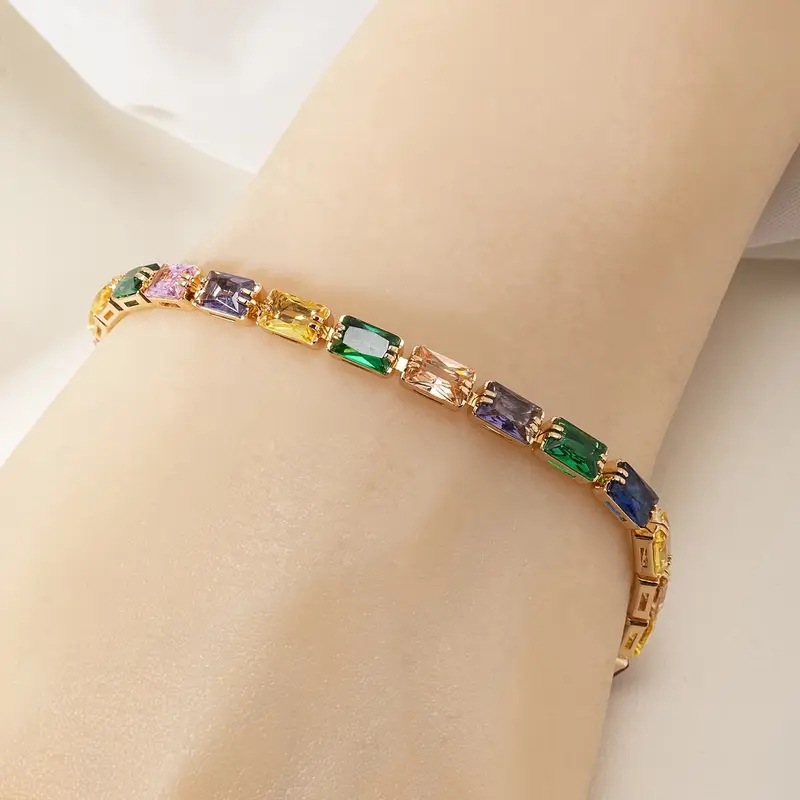 Wholesale Jewelry Classic Style Geometric Copper Zircon Bracelets Chain-free 3