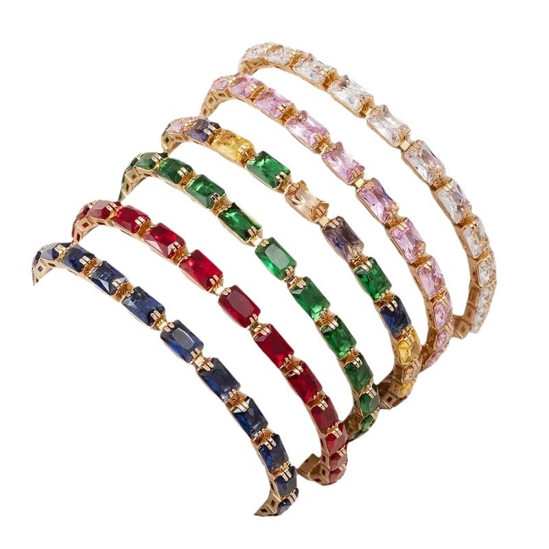 Wholesale Jewelry Classic Style Geometric Copper Zircon Bracelets Chain-free 5