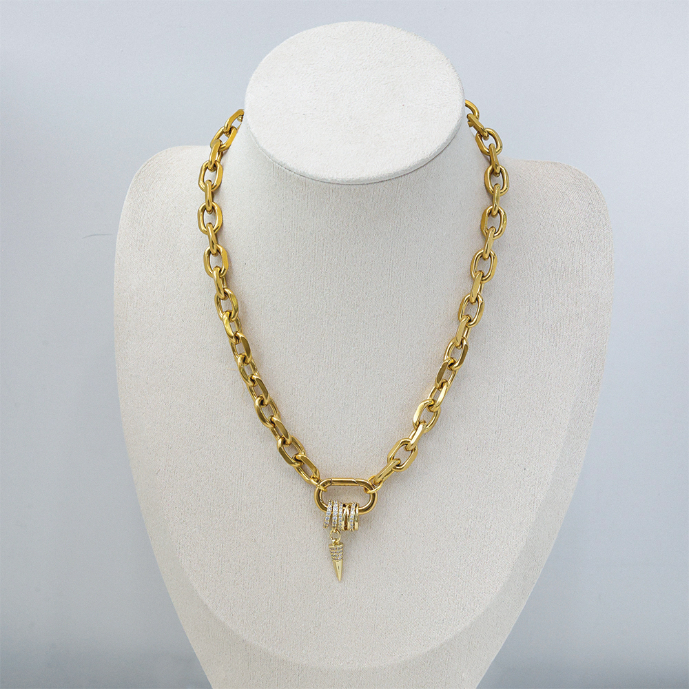 304 Stainless Steel Copper Geometric Long-Lasting Plated Vacuum Plating 18K Real Gold Plated Elegant Classical Luxurious Cuban Link Chain Curb Chain Lobster Trigger Clasp Closure Necklace 4