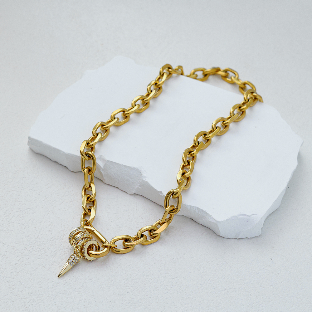 304 Stainless Steel Copper Geometric Long-Lasting Plated Vacuum Plating 18K Real Gold Plated Elegant Classical Luxurious Cuban Link Chain Curb Chain Lobster Trigger Clasp Closure Necklace 5