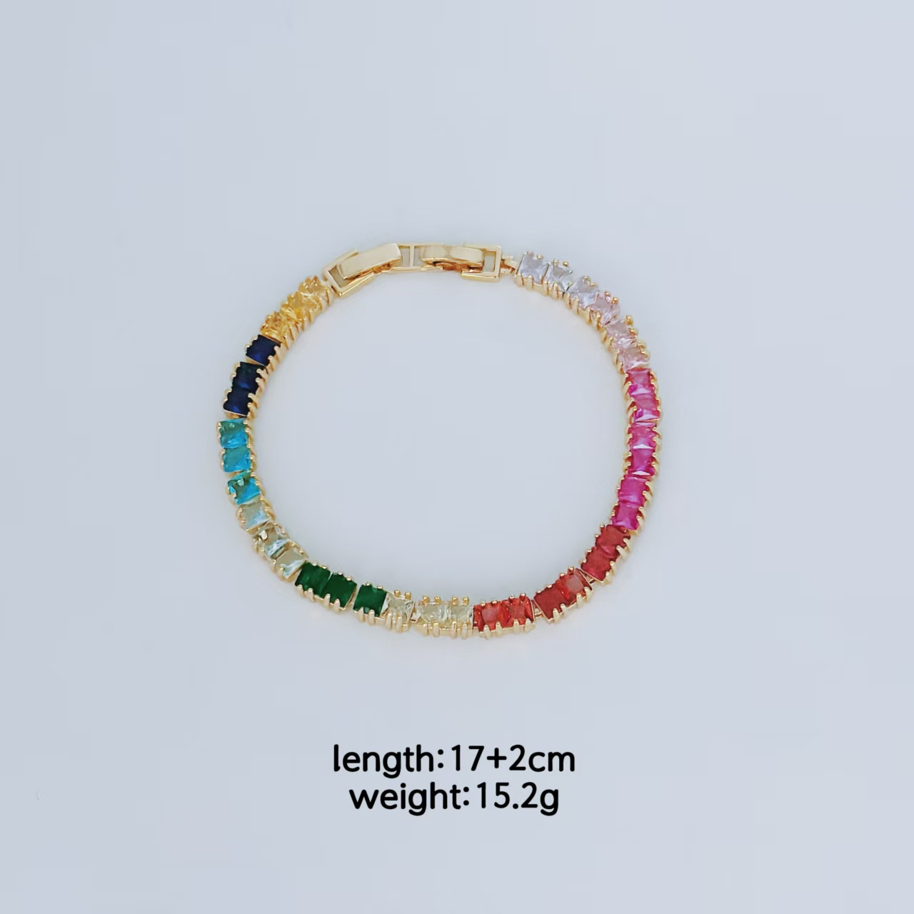 Wholesale Jewelry Elegant Classical Luxurious Geometry Square Copper Zircon Rack Plated Chain Bracelets 6