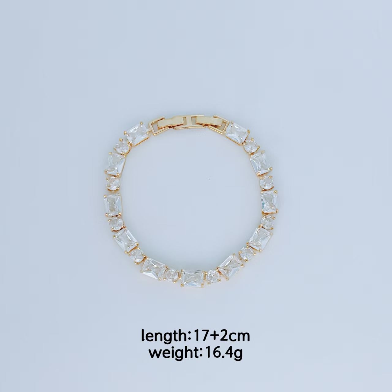 Wholesale Jewelry Elegant Classical Luxurious Geometry Square Copper Zircon Rack Plated Chain Bracelets 7