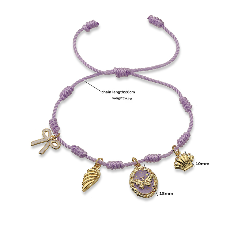 Wholesale Jewelry Elegant Cute Sweet Starfish Crab Shell Copper Zircon 18K Gold Plated Enamel Plating Twisted Rope Chain Carrying Strap 4