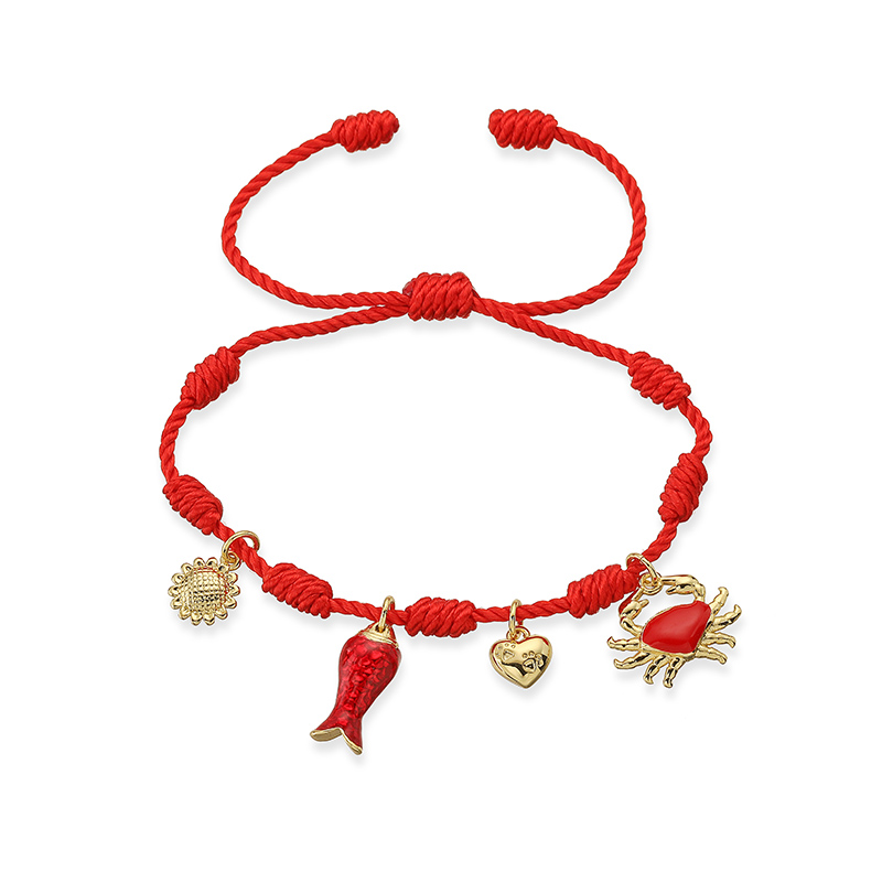 Wholesale Jewelry Elegant Cute Sweet Starfish Crab Shell Copper Zircon 18K Gold Plated Enamel Plating Twisted Rope Chain Carrying Strap 5