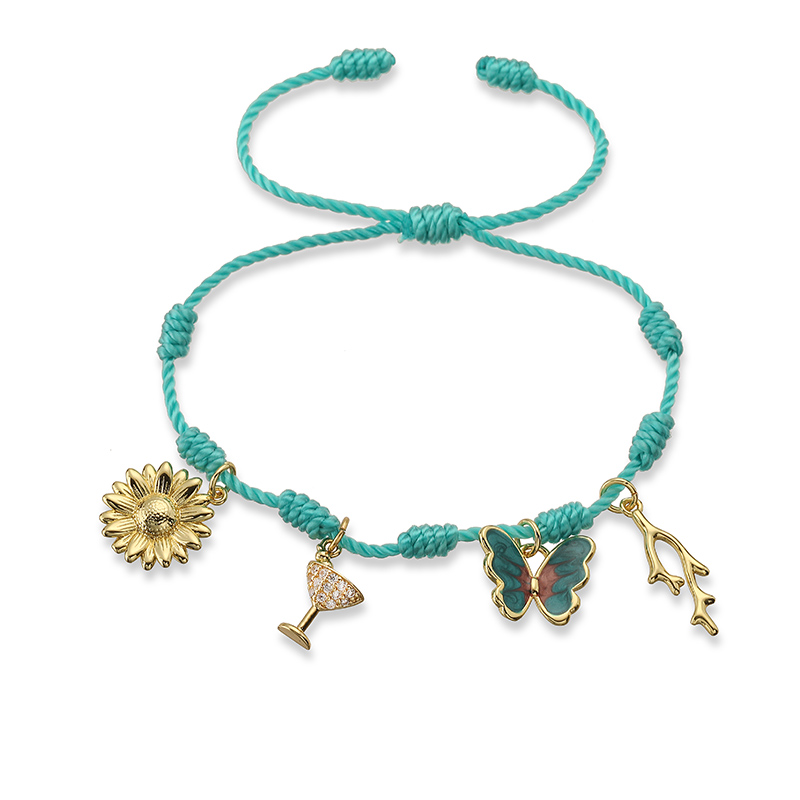 Wholesale Jewelry Elegant Cute Sweet Starfish Crab Shell Copper Zircon 18K Gold Plated Enamel Plating Twisted Rope Chain Carrying Strap 7