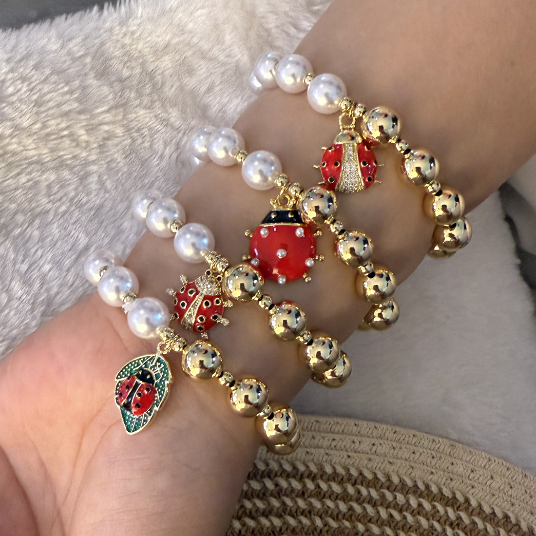 Wholesale Jewelry Elegant Glam Cute Insect Copper Beaded Chain Bracelets