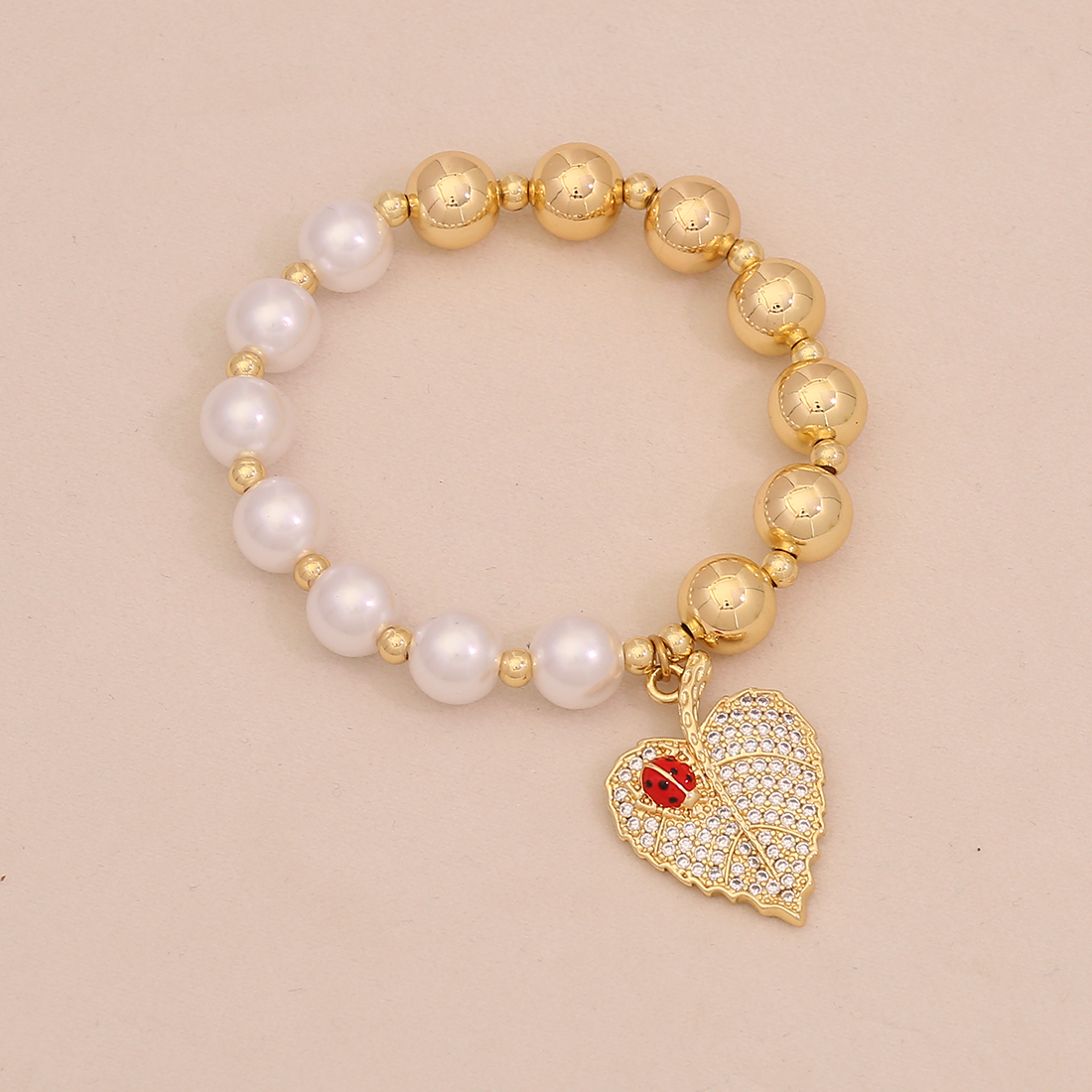 Wholesale Jewelry Elegant Glam Cute Insect Copper Beaded Chain Bracelets 7