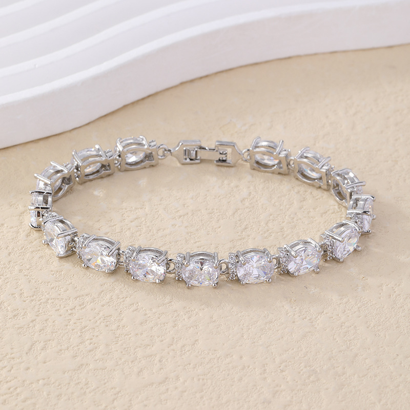 Wholesale Jewelry Elegant Glam Geometric Copper Zircon Plating Tennis Chain Bracelets 2