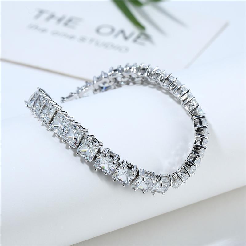Wholesale Jewelry Elegant Glam Geometric Copper Zircon Plating Tennis Chain Bracelets 3