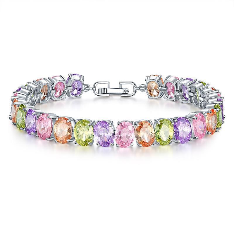 Wholesale Jewelry Elegant Glam Geometric Copper Zircon Plating Tennis Chain Bracelets 4
