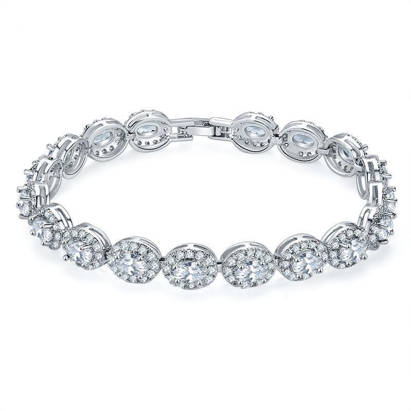 Wholesale Jewelry Elegant Glam Geometric Copper Zircon Plating Tennis Chain Bracelets 5