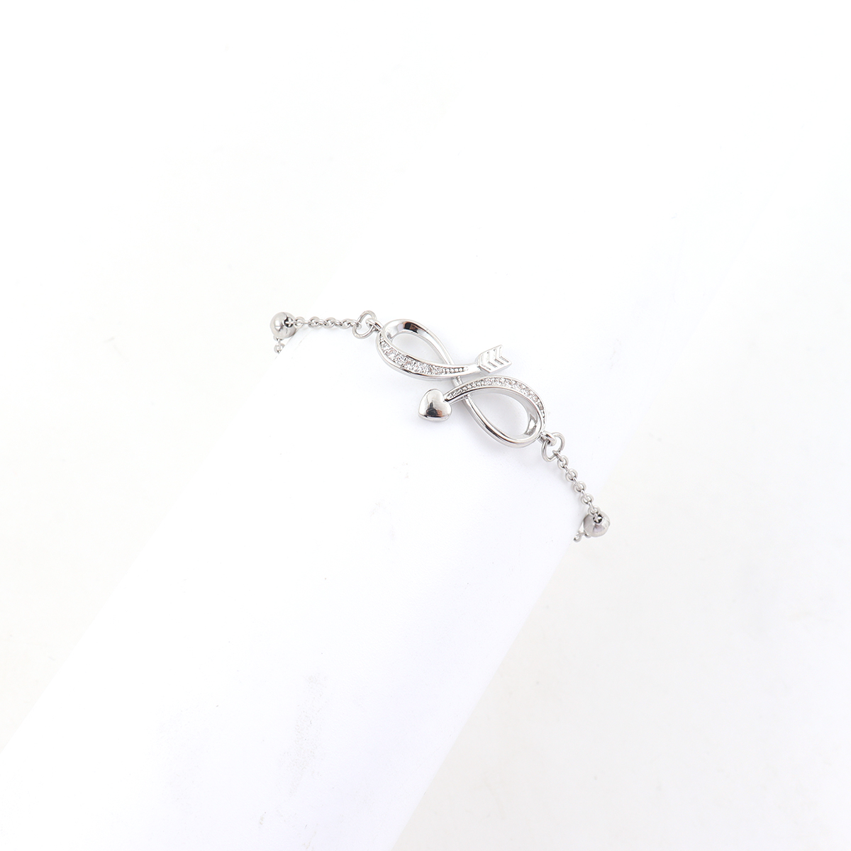 Wholesale Jewelry Elegant Simple Style Classic Style Infinity 201 Stainless Steel Copper Zircon Ball Chain Bracelets 5